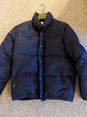 Gucci Jumbo GG Canvas Down Jacket 'Blue' - Size 48